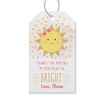 Sunshine Pink & Gold First Birthday Thank You Gift Tags