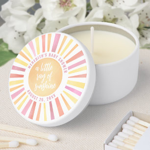 Sunshine Pink Sun Baby Shower Mini Candle Favors