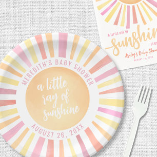 Sunshine Pink Sun Baby Shower Paper Plates