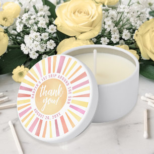 Sunshine Pink Sun Birthday Party Mini Candle Favors
