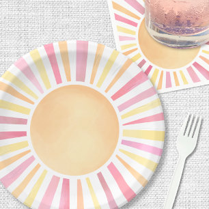 Sunshine Pink Sun Paper Plates