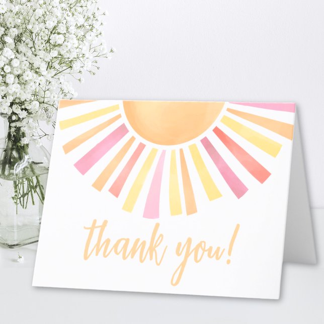 Sunshine Pink Sun Thank You Card (Sunshine Pink Sun Thank You)