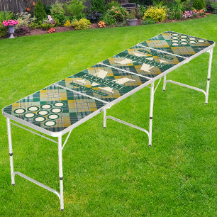Sunshine Plaid Monogram & Name Overlay Beer Pong Table