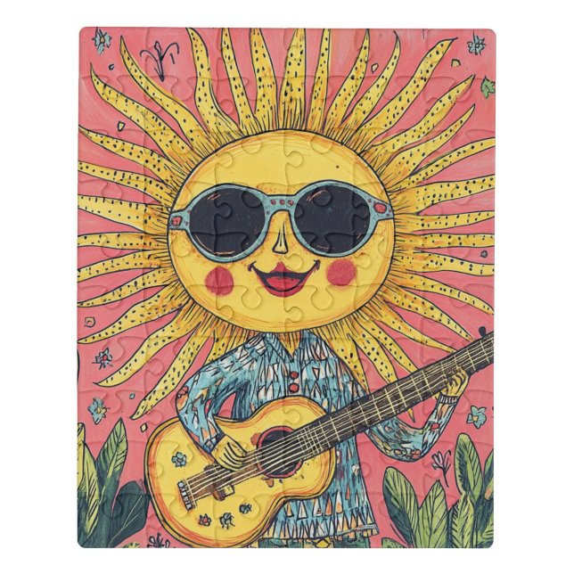 Sunshine Playing Guitar Jigsaw Puzzle (Puzzle Vertical)