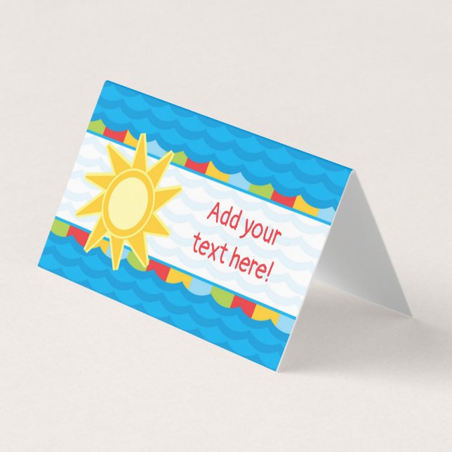 Sunshine Pool Party Food Table Tent Card (Front)