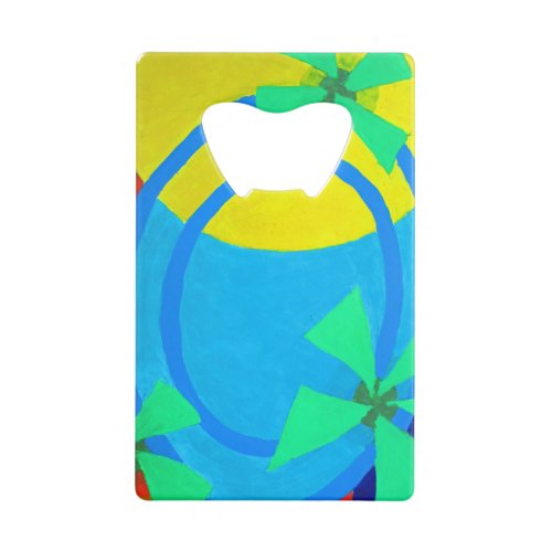 Sunshine Poolside Seaside Vibe Abstract Art Credit Card Bottle Opener