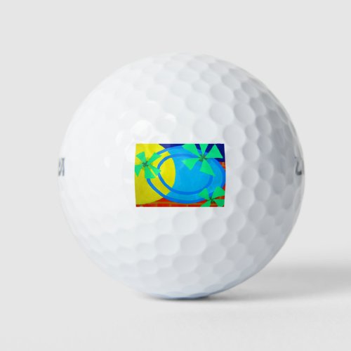 Sunshine Poolside Seaside Vibe Abstract Art Golf Balls