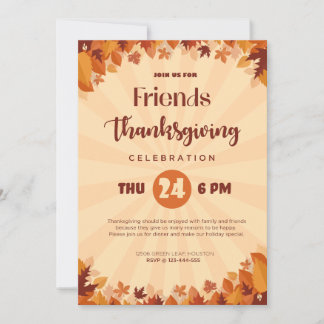 Sunshine & Pumpkins Friendsgiving in Orange Forest Invitation