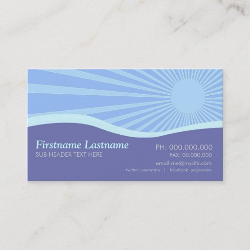 Customizable Sunshine Purple Hills Curves Business Card