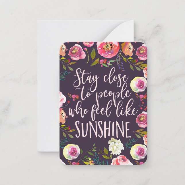 Sunshine Quote, Motivational Inspirational Boho Note Card (Front)