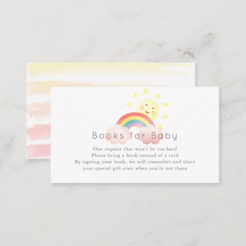 Sunshine  Rainbow Baby Shower Book Request Enclosure Card