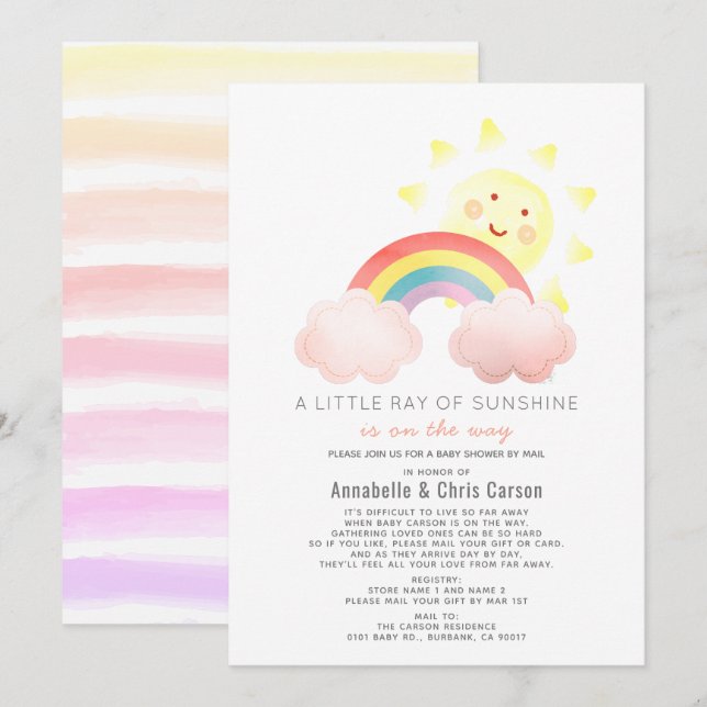 Sunshine & Rainbow Baby Shower by Mail Invitation (Front/Back)
