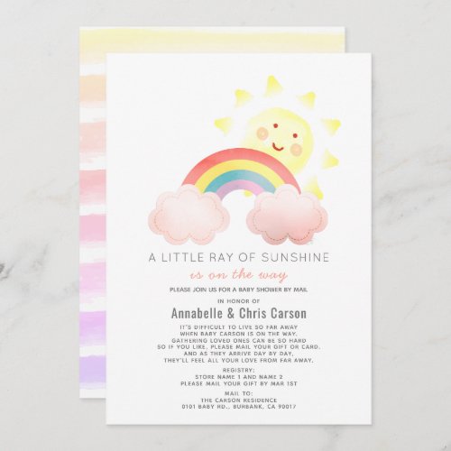 Sunshine  Rainbow Baby Shower by Mail Invitation