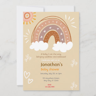 Sunshine Rainbow Baby Shower Invitation