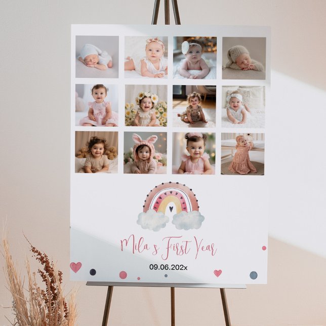 Sunshine Rainbow Birthday Photo Milestone Poster (Creator Uploaded)