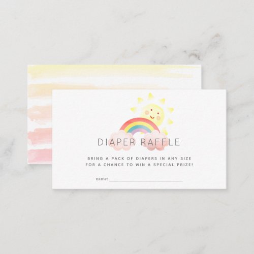 Sunshine  Rainbow Diaper Raffle Ticket Enclosure Card