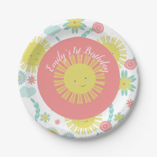 Sunshine Rainbow Floral Birthday Paper Plates