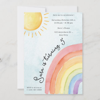 Sunshine & Rainbow Girl  Birthday Party Invitation