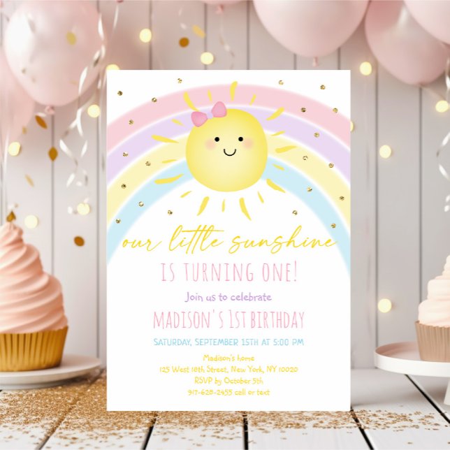 Sunshine Rainbow Pastel Birthday Invitation (Creator Uploaded)