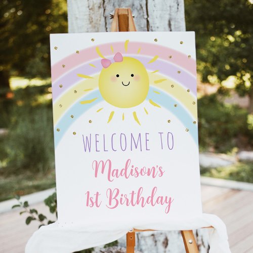 Sunshine Rainbow Pastel Birthday Welcome Foam Board