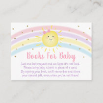 Sunshine Rainbow Pink Gold Baby Book Request Enclosure Card