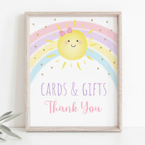 Sunshine Rainbow Pink Gold Cards & Gifts Sign