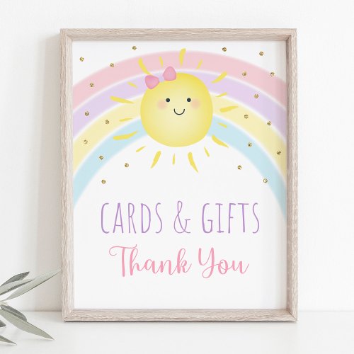 Sunshine Rainbow Pink Gold Cards  Gifts Sign