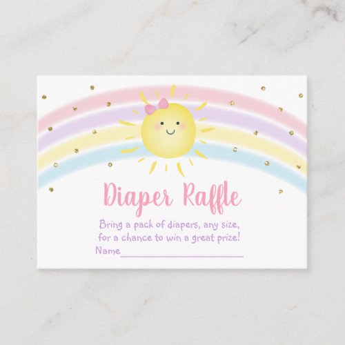 Sunshine Rainbow Pink Gold Diaper Raffle Enclosure Card