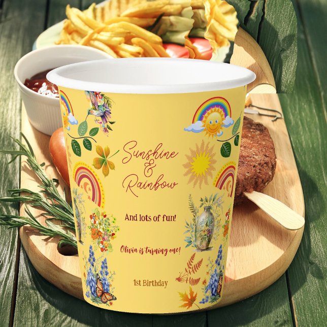 Sunshine Rainbow Spring Garden Butterfly Birthday  Paper Cups (Sunshine Rainbow Spring Garden Butterfly Birthday Paper Cups)