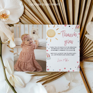 Sunshine Rainbow Thank You Card Boho Birthday