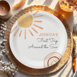 Sunshine Rainbow Trip Around the Sun 1st Birthday Paper Plates