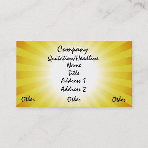 Customizable Sunshine Rays Business Cards