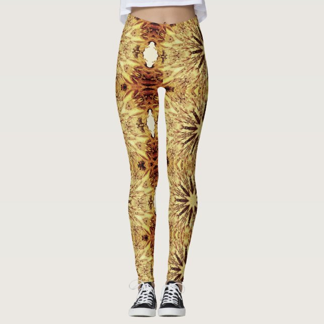 Sunshine rays modern geometric art yellow leggings (Front)