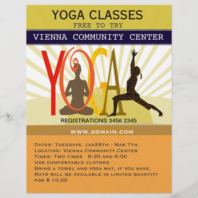 Sunshine Rays Sport Fitness Yoga Poses Customized Flyer (Front)