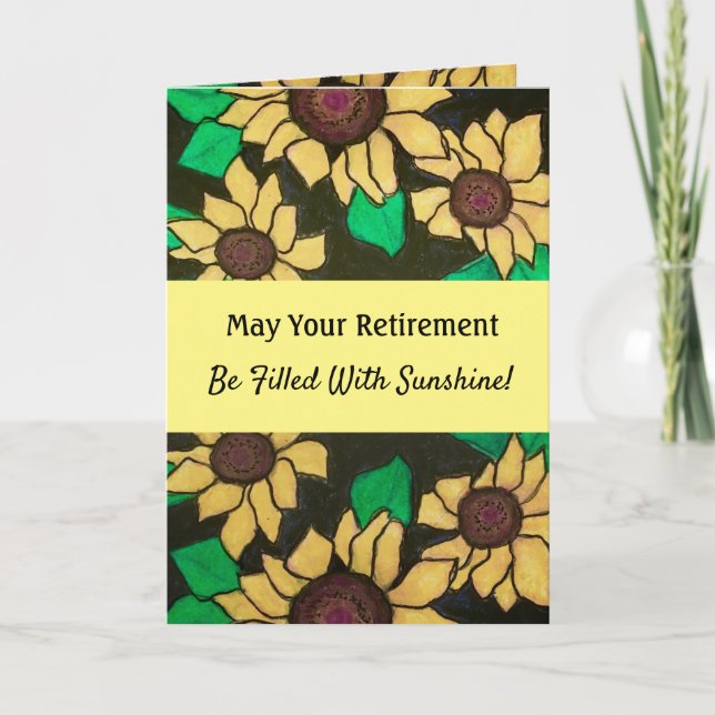 Sunshine Retirement Yellow Sunflowers Happy Card (Front)