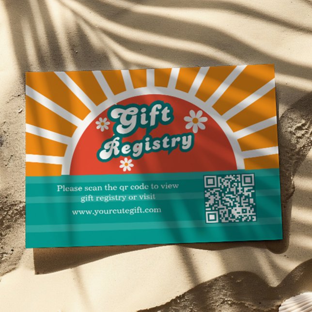 Sunshine Retro Baby Shower Registry Enclosure Card (Creator Uploaded)