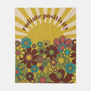 Sunshine Retro Garden Vintage 60s 70s Aesthetic Fleece Blanket