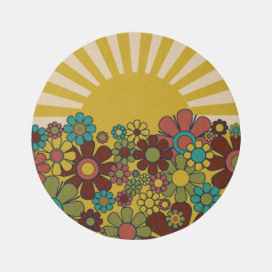 Sunshine Retro Garden Vintage 60s 70s Aesthetic Outdoor Rug