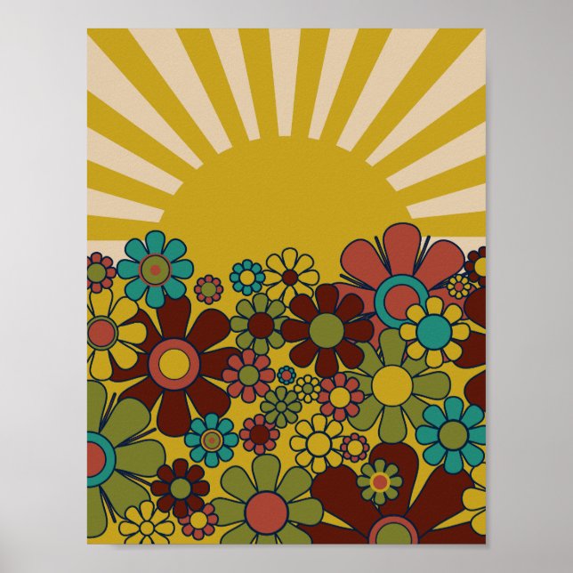 Sunshine Retro Garden Vintage 60s 70s Aesthetic Poster (Front)