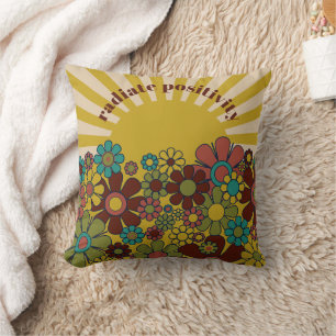 Sunshine Retro Garden Vintage 60s 70s Aesthetic Throw Pillow