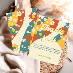 Sunshine retro groovy 70s  thank you baby shower card