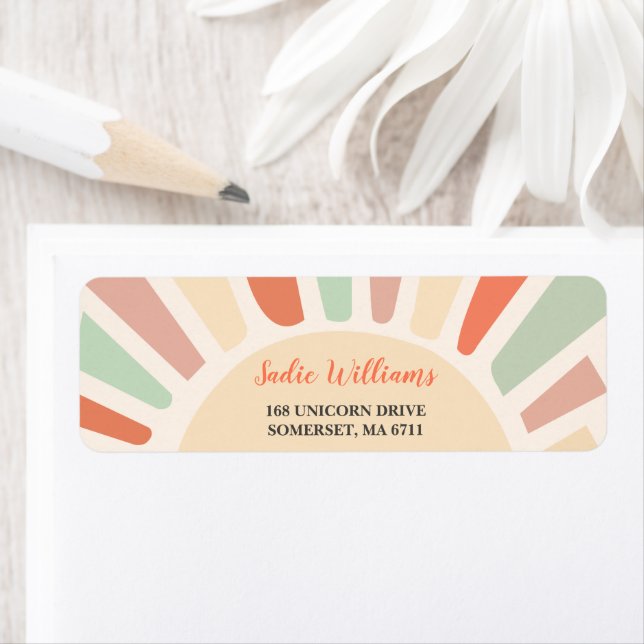 Sunshine Retro Rainbow Birthday Party label (Insitu)