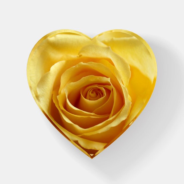 Sunshine Rose Heart-Shaped Paperweight (Front)