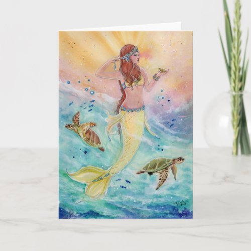 Sunshine Sea Mermaid greeting card by Renee
