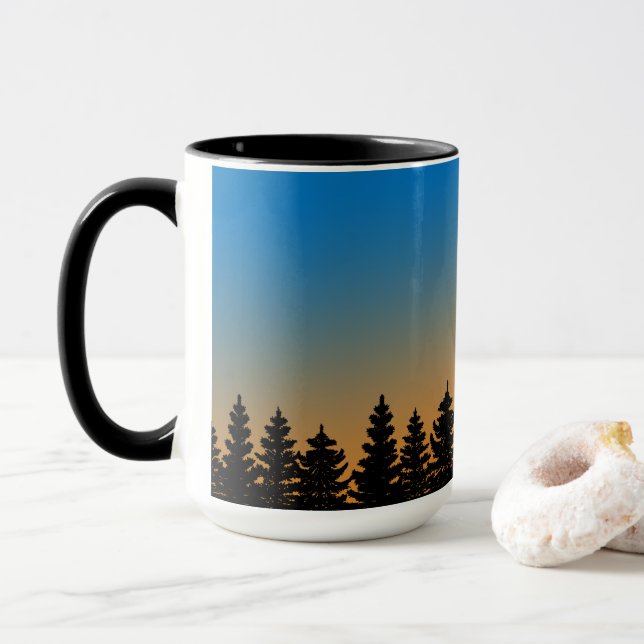 Sunshine Sky and Pine Trees | Pine Forest | Mug (With Donut)
