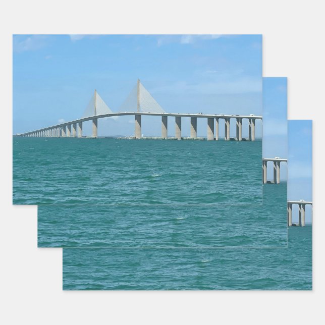 Sunshine Skyway Bridge Tampa Florida Photo Wrapping Paper Sheets (Set)