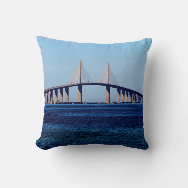 Sunshine Skyway Bridge Throw Pillow (Front)