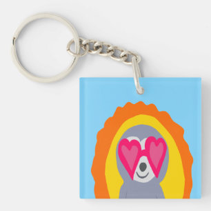 Sunshine Sloth with Sunglasses Keychain
