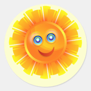 Sunshine, smiling and happy classic round sticker