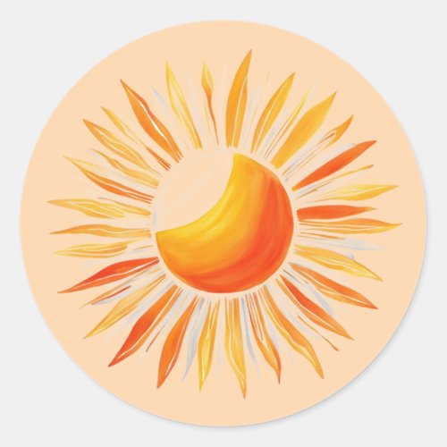 Sunshine Spiritual Boho Orange Yellow Cute Classic Round Sticker